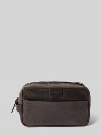 Strellson Kulturbeutel aus echtem Leder Modell DICK in Dunkelbraun, Größe 1