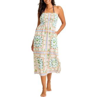 Tommy Bahama Poolside Palms Strapless Cover-Up Dress in White at Nordstrom, Size Small