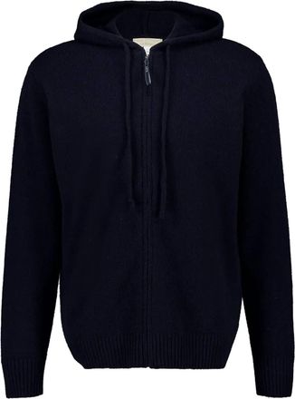 120% Lino Gebreide hoodie met rits - Blauw