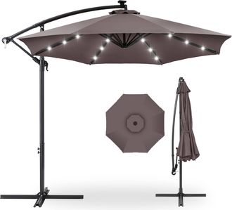 Best Choice Products 10ft Solar LED Offset Hanging Outdoor Market Patio Umbrella w/ Adjustable Tilt