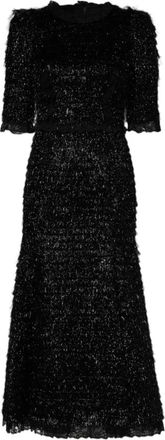 Dolce & Gabbana Glanzende A-lijn Midi Jurk - Dames - Casual kleedjes - Zwart - 2XS - Kleedjes