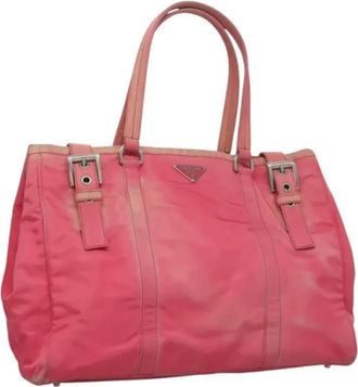 Prada Pre-owned Tote Bags, female, Pink, Size: ONE SIZE Pre-owned Vintage Nylon Tote Bag