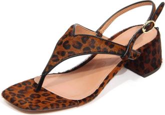 A.Bocca Luipaardprint Sandaal met 5cm Hak - Dames - Sandalen met hakken - Bruin - 38 EU - Schoenen