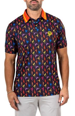 Maceoo Martyr Print Golf Polo in Black at Nordstrom, Size 2