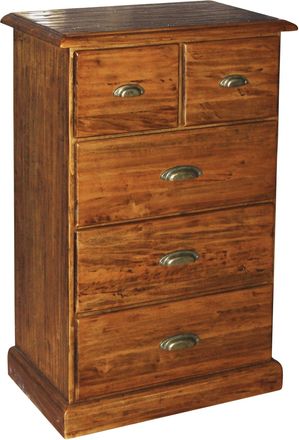 Biscottini International Cajonera De Estilo Country De Madera Maciza De Tilo Acabado Con Efecto Nogal 63x41x100 Cm