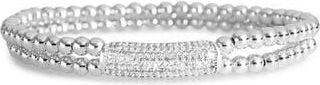 Nordstrom Rack Pav&eacute; Cubic Zirconia Beaded Stretch Bracelet in Clear- Silver at Nordstrom Rack