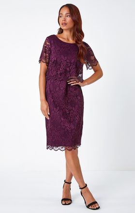 Roman Lace Overlay Stretch Dress
