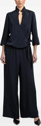 Peter Cohen tie-detail wrap jumpsuits - Blu