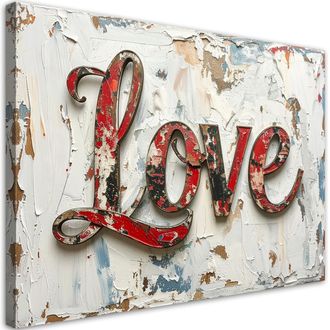 Feeby Cuadro En Lienzo, Cartel De Amor Estilo Vintage, 120x80