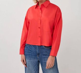 Esqualo Caro Cropped Folded Cuff Blouse In Chili Red