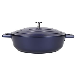 MasterClass Cacerola Poco Profunda Con Tapa 4 Litros/28 Cm, Aluminio Fundido Ligero, Apta Para Horno Y Placa De Inducci&oacute;n, Azul