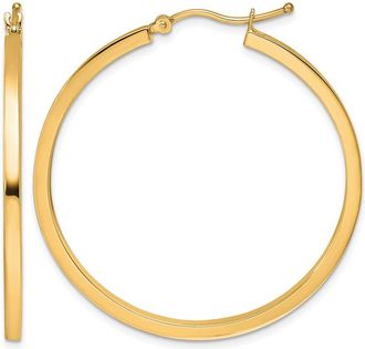 Diamond2Deal 10k Gold 2mm Square Tube Hoop Earrings