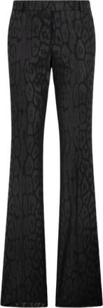 Roberto Cavalli Plain Print Broeken - Dames - Wijde Broeken - Zwart - S - Wol - Broeken