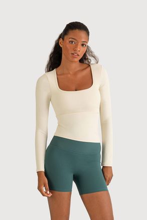 Bloch Ladies Apex Rib Long Sleeve Top, White