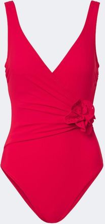 Karla Colletto Rosetta floral-appliqu&eacute; gathered swimsuit