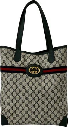 Gucci Navy Red Color Pvc Leather Handbag Tote Bag (Pre-Owned)