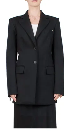 Helmut Lang Waisted Ponte Blazer In Black