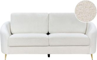 Beliani Beliani - Sof&aacute; 3 Plazas Patas Metal Retro Tapizado De Boucl&eacute; Blanco Trosa
