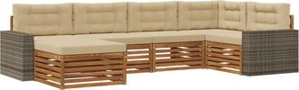 vidaXL Conjunto De Sof&aacute;s De Exterior 6 Uds. Natural Y Beige Vidaxl