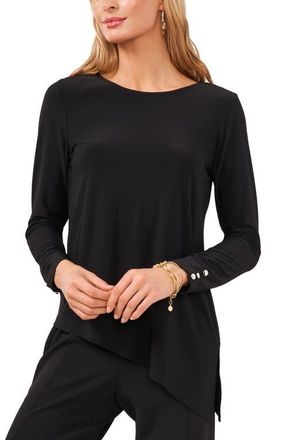Chaus Button Sleeve Asymmetrical Top in Rich Black at Nordstrom, Size X-Large