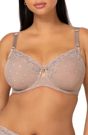 Curvy Couture Sheer Whisper Full Coverage Unlined Underwire Bra in Bark at Nordstrom, Size 46Ddd