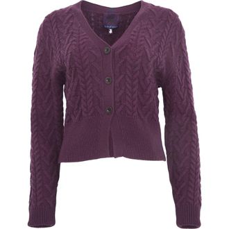 Lords of Harlech Samantha Cashmere Blend Cable Knit Cardigan Sweater in Plum at Nordstrom, Size X-Small