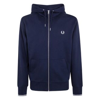 Fred Perry Hooded Zip Through Sweatshirt - Heren - Vesten met rits - Blauw - S - Hoodies & sweatvesten