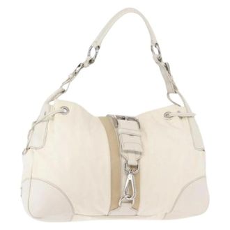Prada Pre-owned Shoulder Bags, female, White, Size: ONE SIZE Pre-owned Nylon Shoulder Bag
