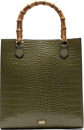 Frances Valentine Nan Croc Embossed Leather Tote in Olive at Nordstrom