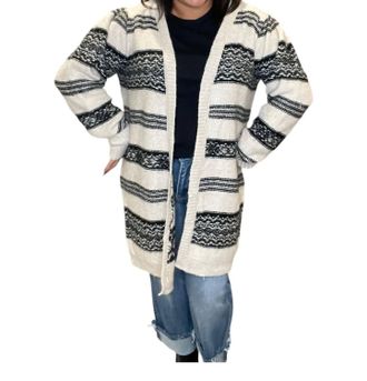 Saltwater Luxe Marsha Patterned Open Cardigan In Cream/black