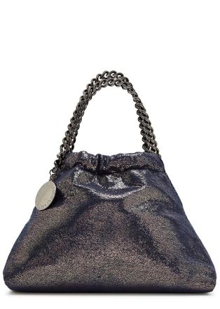 Stella McCartney Stella Mccartney Falabella Mini Drawstring Metallic Faux Suede Tote bag - Navy - One Size
