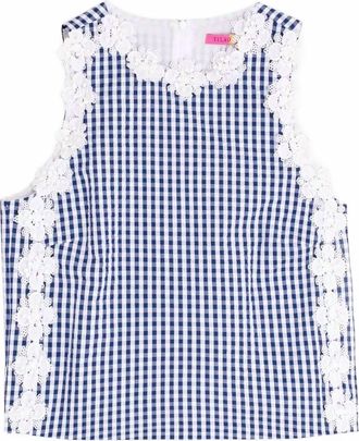 Vilagallo Womens Ania Top In Blue Gingham