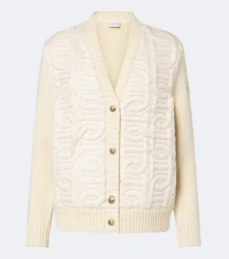 Moncler Down-paneled cotton-blend cardigan