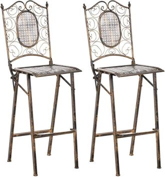 Beliani Beliani - Conjunto de 2 sillas de bar para jardín exterior plegables de metal envejecido chic negro Bormio