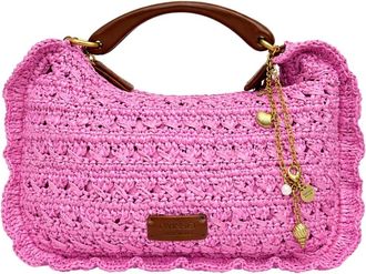 Twinset Handbags, female, Pink, Size: ONE SIZE Crochet Woven Paper Bag