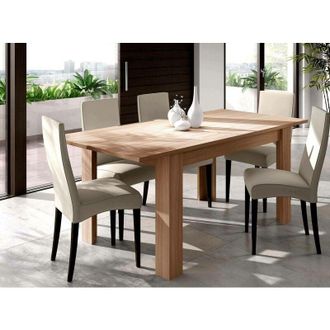 Dmora Mesa de comedor extensible Dmora, Consola extensible, Mesa moderna con extensiones, 140 / 190x90h78 cm, Color roble