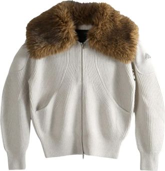 Moose Knuckles Trui met bontkraag en rits - Beige