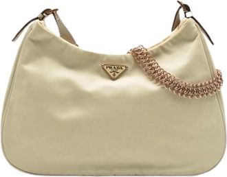 Prada Pre-owned Nylon Shoulder Bag - Dames - Vintage Schoudertas - Beige - ONE Size - Nylon - Vintage
