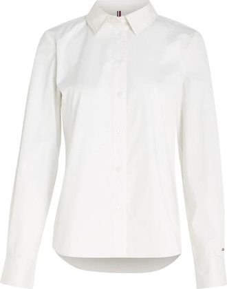 Tommy Hilfiger Brushed Regular Shirt - Dames - Overhemden - Wit - XS - Katoen - Overhemden