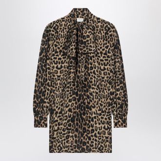 Saint Laurent Leopard-Print Mini Dress