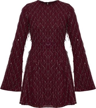 Rotate Jurk met glinsterende franjes - Dames - Feestkleedjes - Rood - L - Kleedjes