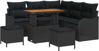 vidaXL Vidaxl - Garden Sofa Set Height-Adjustable 8 pcs Black Poly Rattan
