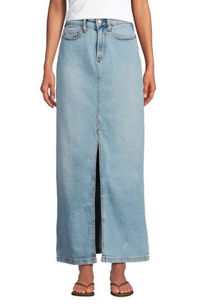 Lands End Soft Denim Maxi Skirt in Breeze Blue Wash at Nordstrom, Size 16