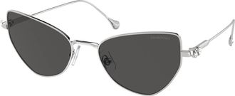 Swarovski Womens Metal With Crystal Sunglasses In Silver/dark Grey