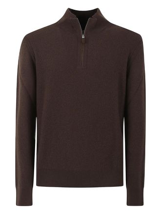 Ermenegildo Zegna zip textured knitwear - men - Cashmere - 50 - Brown
