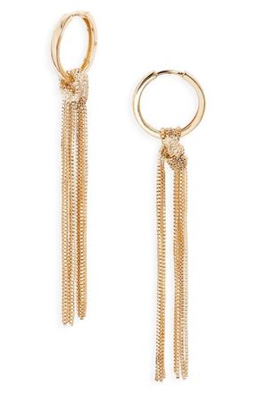 Nordstrom Chain Fringe Hoop Earrings in Gold at Nordstrom