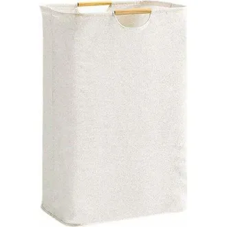 OEM Cesto De Ropa Beige De 39&times;53&times;27 Cm, Cesto De Ropa Plegable De Tela Oxford De Gran Capacidad Con Asa De Madera, Cesto De Ropa Para Dormitorio, Sala De 