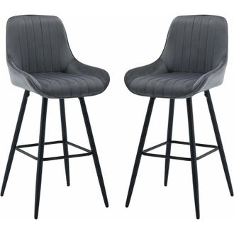 Woltu 2 Sgabelli Alti da Bar con Schienale. Sedie Moderne con Poggiapiedi Quadrato. Sedie in Velluto Ergonomiche per Bistrot. Altezza Sedile 71cm. Gmabe in