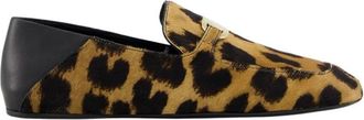 Ferragamo Loafers met Luipaardprint en Gouden Ornament - Dames - Loafers - Bruin - 36 EU - Leer - Schoenen
