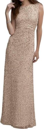 Adrianna Papell Cowl Back Dress In Champagne